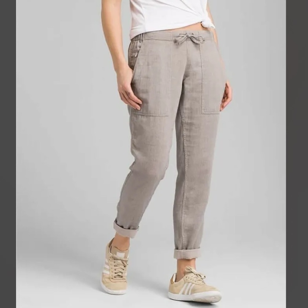 Prana soledad gray striped organic cotton ankle pants size XS